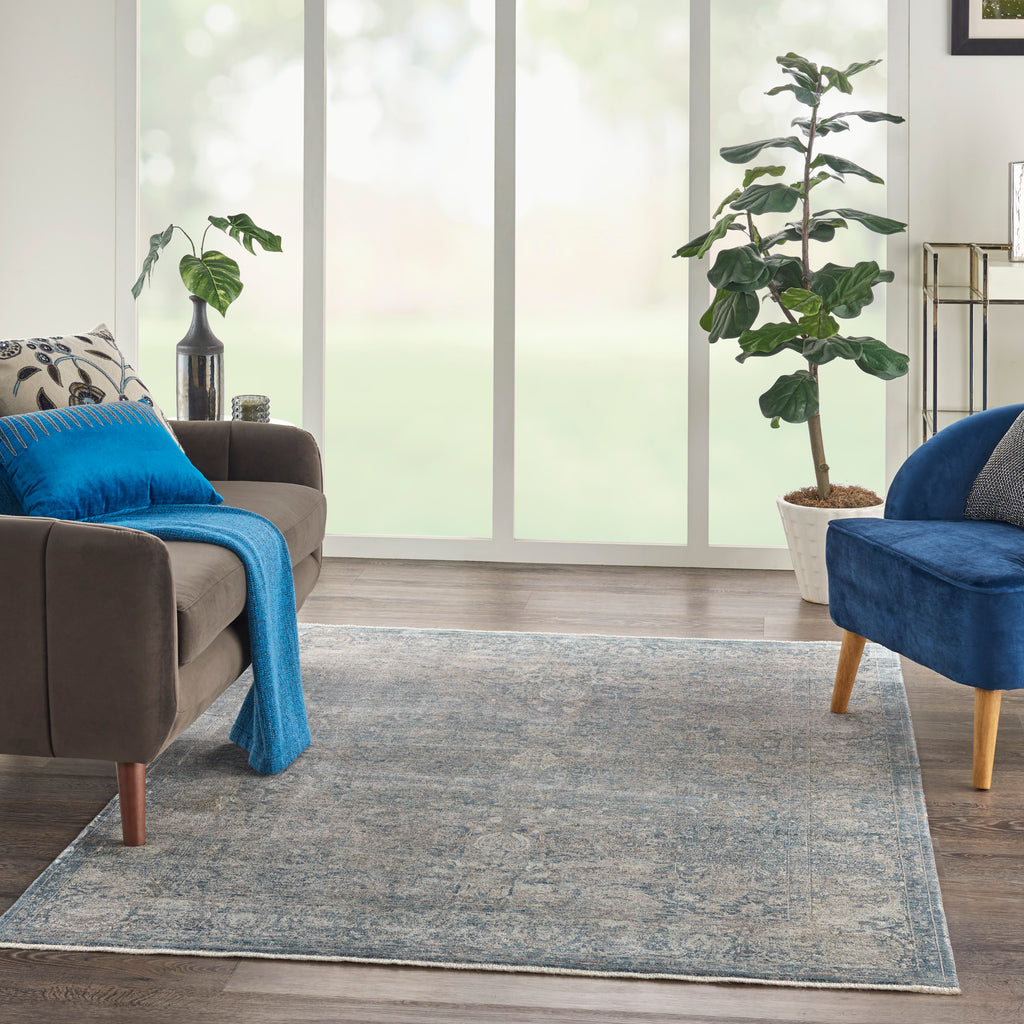 nourison silken allure stn01 cream blue rug