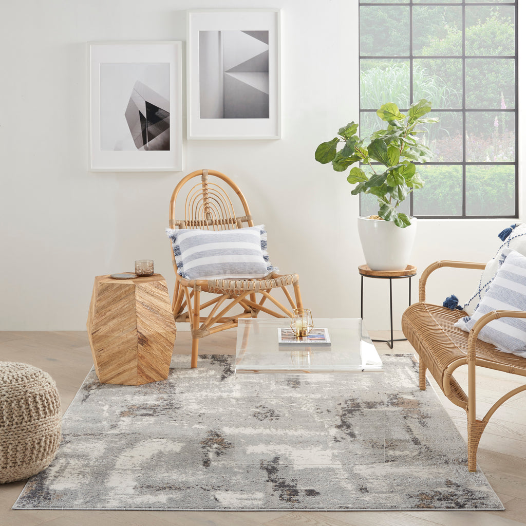 nourison elation etn06 grey ivory rug