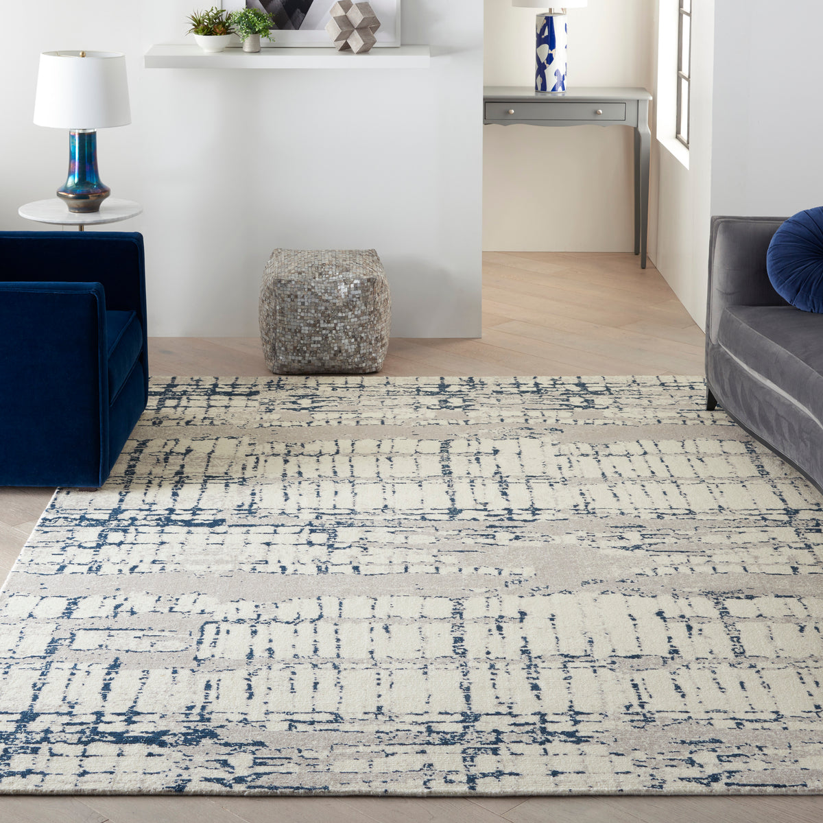 nourison twilight twi10 ivory navy rug