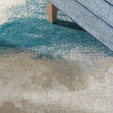 nourison maxell mae06 ivory teal rug