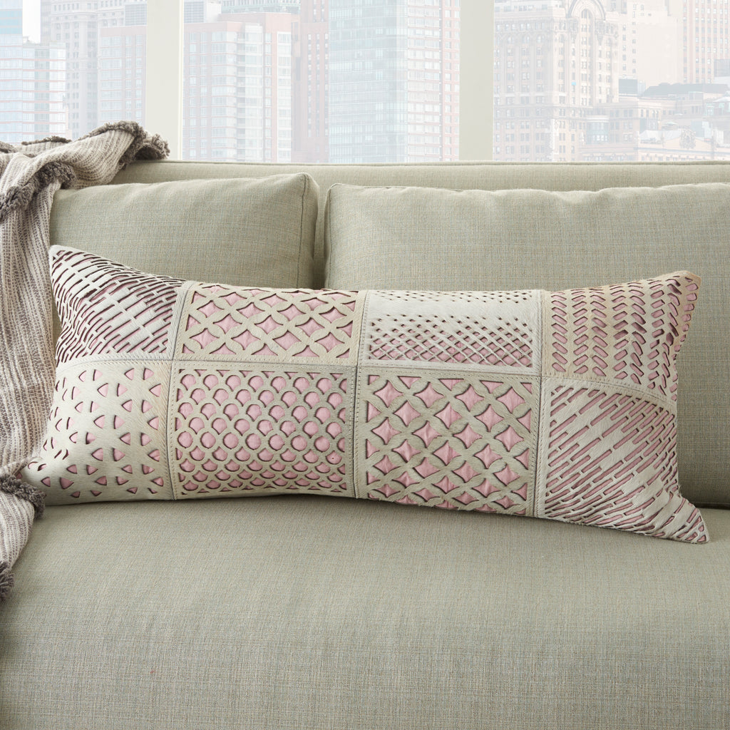 nourison natural leather hide s2432 rose pillow