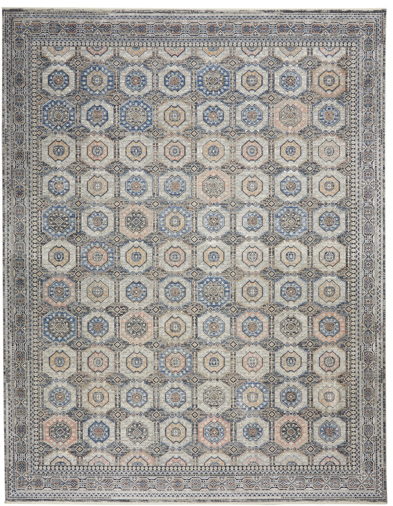 nourison silken allure stn09 grey navy rug