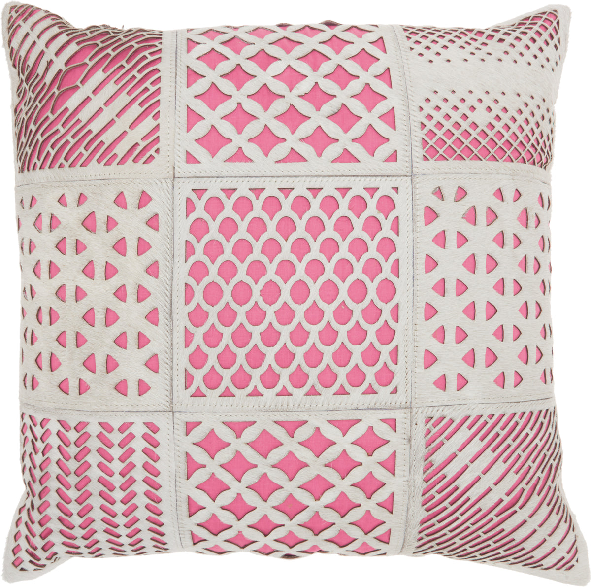 nourison natural leather hide s4291 rose pillow