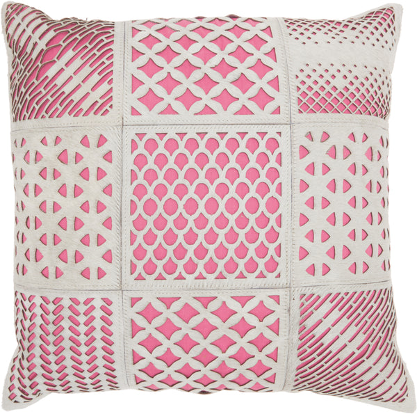 nourison natural leather hide s4291 rose pillow