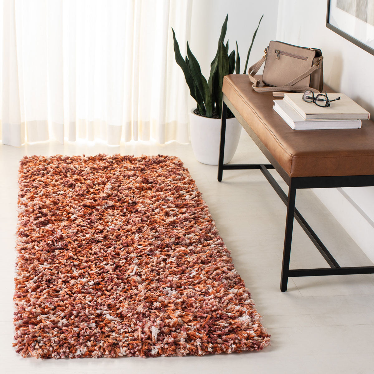 safavieh clearance rio shag sg960p rust rug