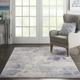 Nourison Clearance Silky Textures SLY02 Blue/Cream Rug