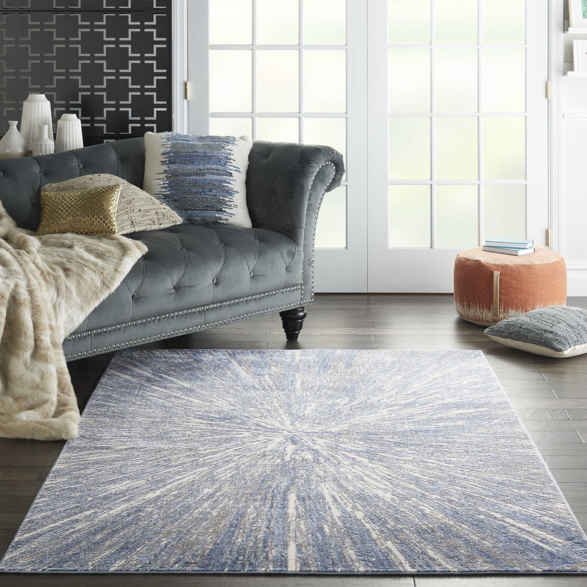 Nourison Clearance Silky Textures SLY05 Blue/Grey Rug
