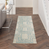 nourison interlock itl06 ivory turquoise rug