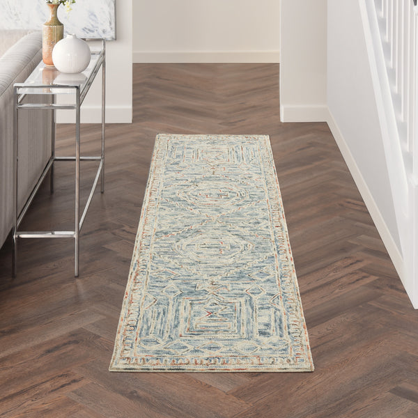 nourison interlock itl02 blue multi rug