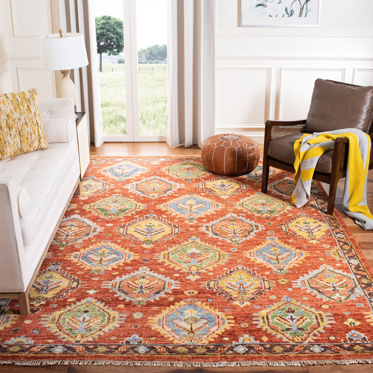 Rust Colored Bohemian Rug | 100% Wool Pile Rug | Rug Clearance – Rugs ...