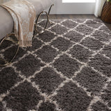 nourison luxe shag lxs02 charcoal beige rug