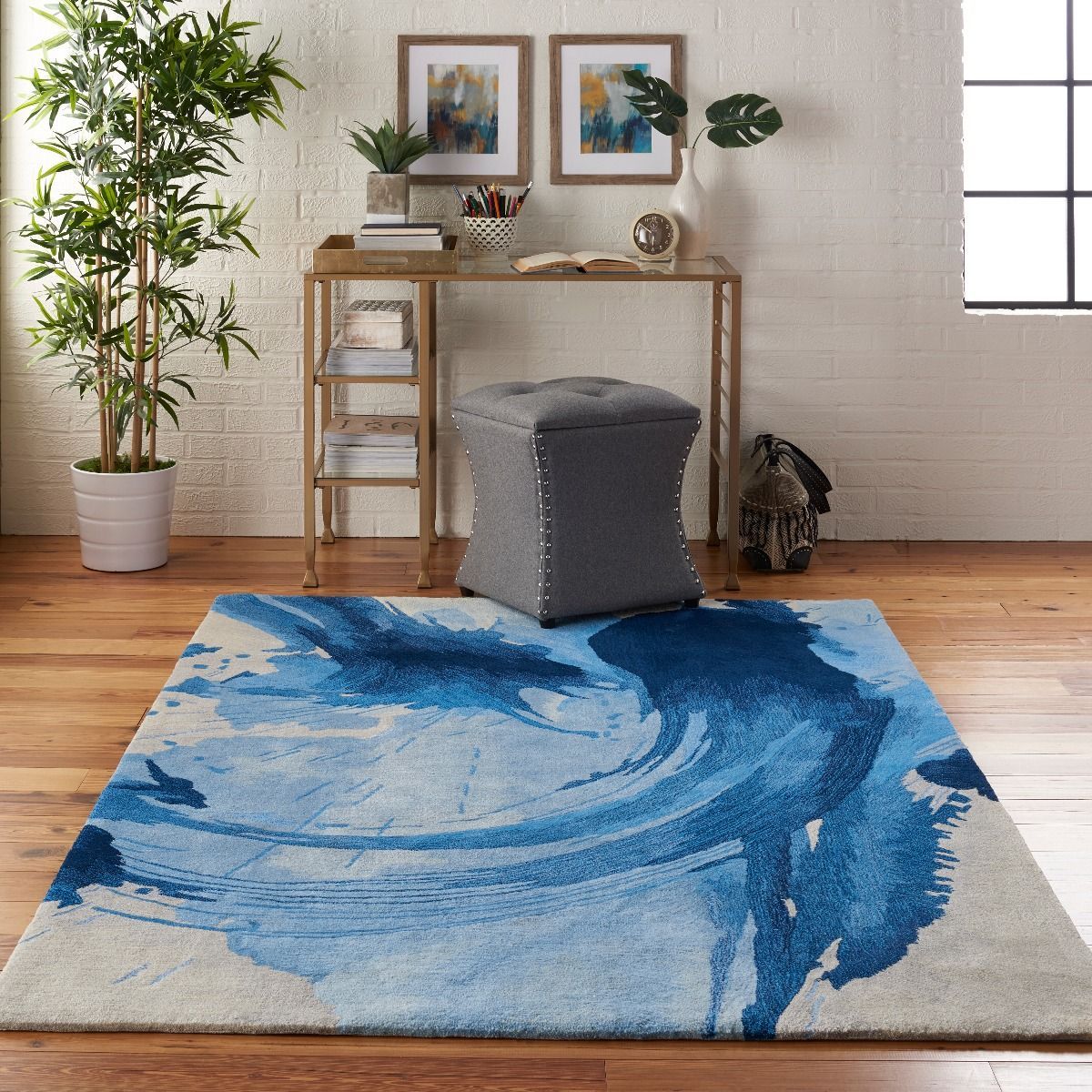 Nourison Symmetry SMM01 Blue/Ivory Rug