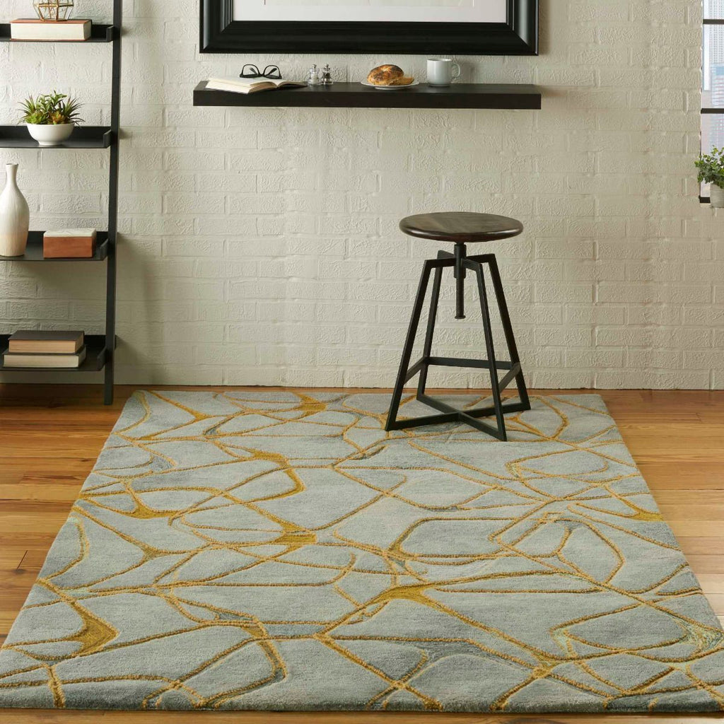 Nourison Symmetry SMM05 Grey/Yellow Rug