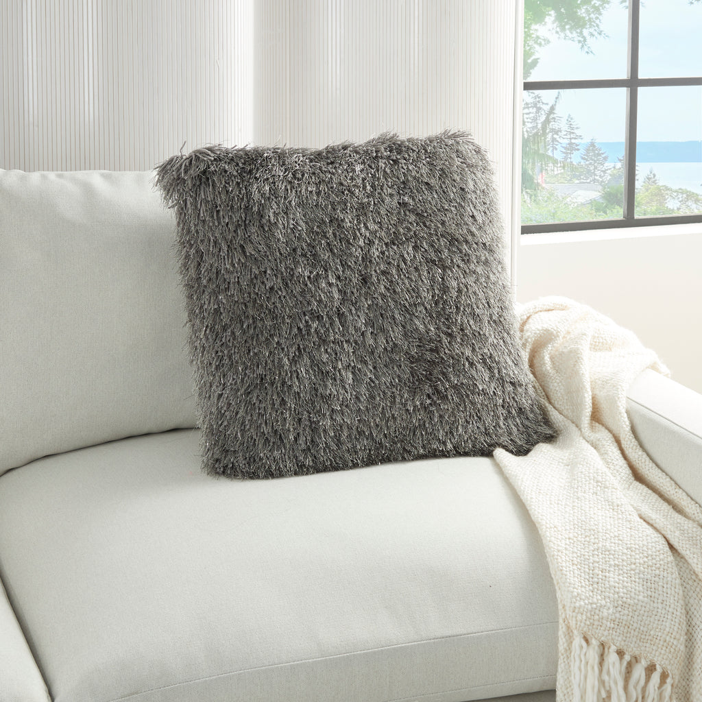 nourison shag tl004 charcoal pillow