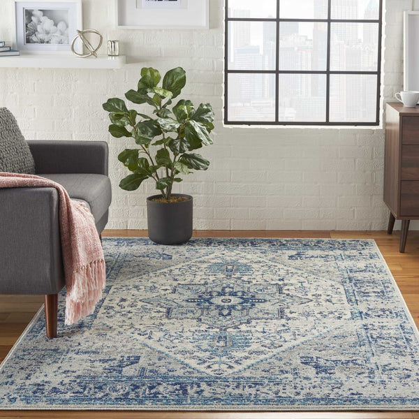 Nourison Sale Tranquil TRA06 Ivory/Light Blue Rug