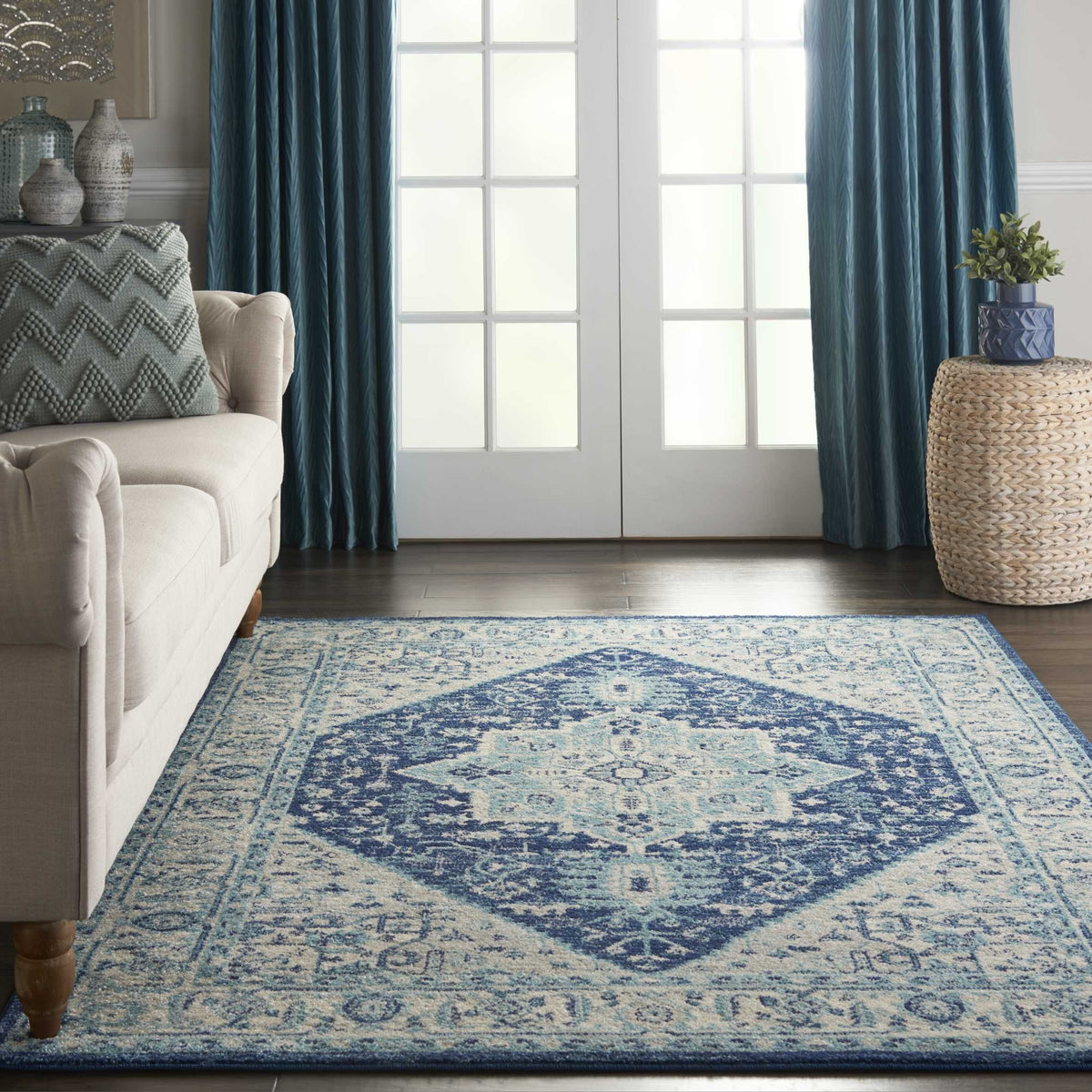 Nourison Sale Tranquil TRA06 Ivory/Navy Rug