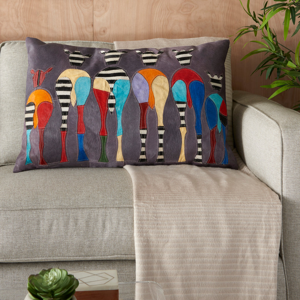 nourison natural leather hide s2192 multicolor pillow