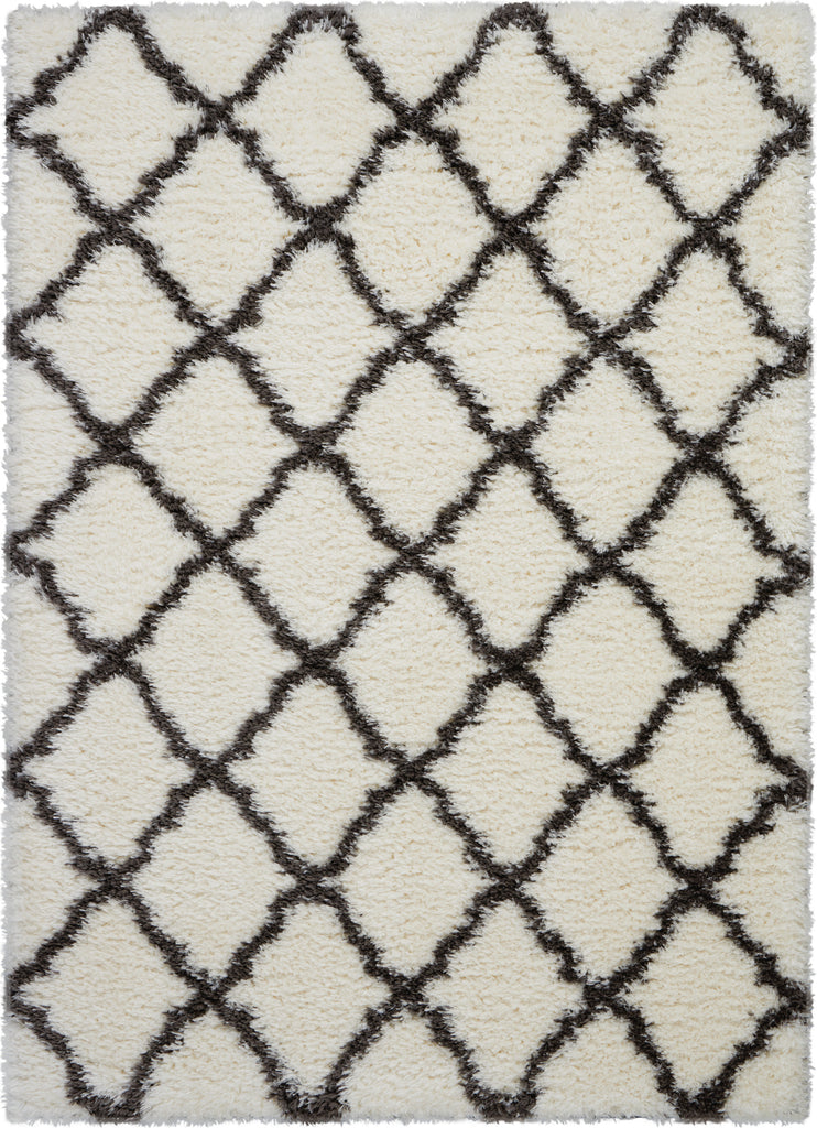 nourison luxe shag lxs02 ivory charcoal rug