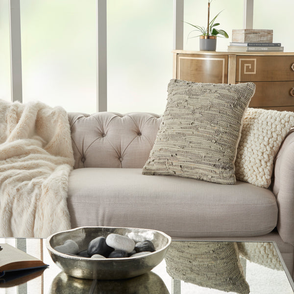 nourison natural leather hide dl505 sand pillow