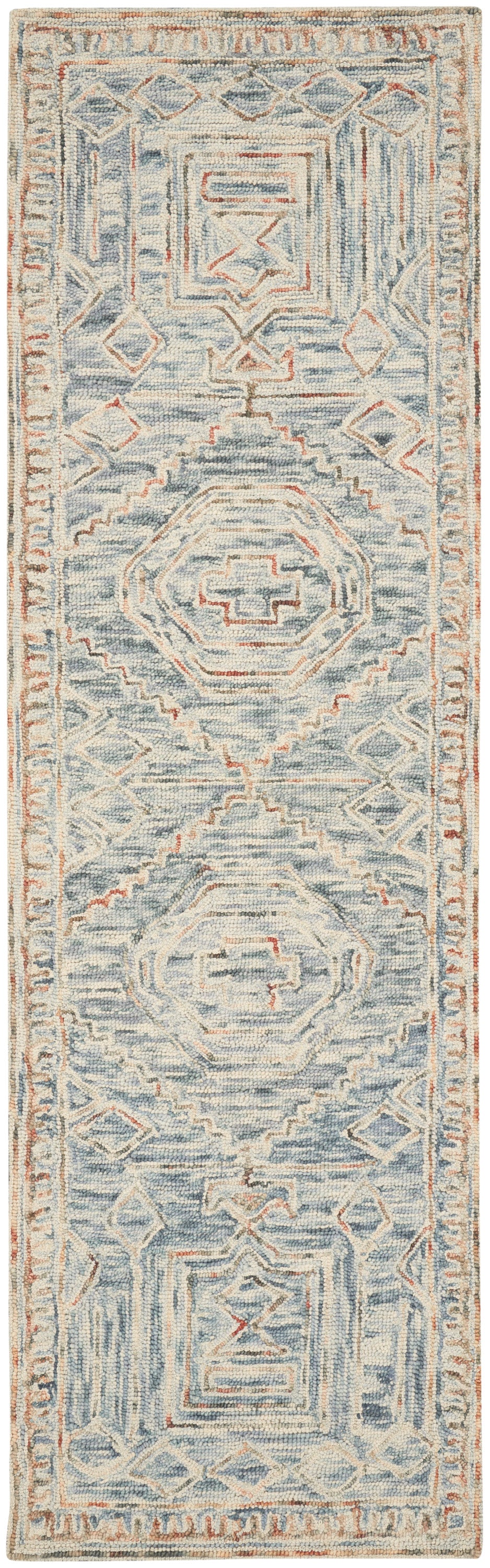 nourison interlock itl02 blue multi rug