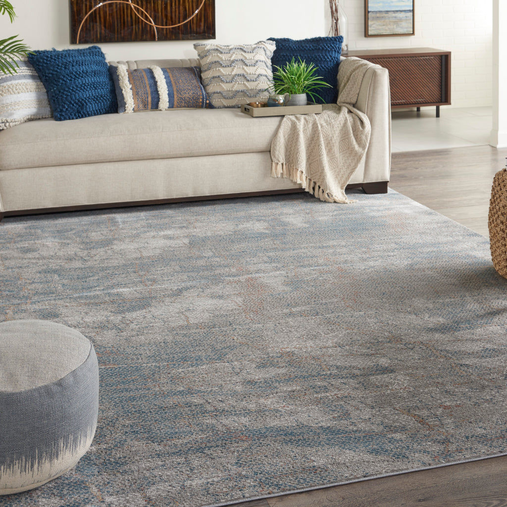 nourison rustic textures rus15 light grey blue rug
