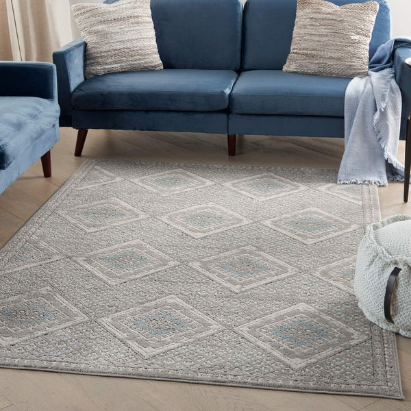 nourison quarry qua16 grey ivory blue rug