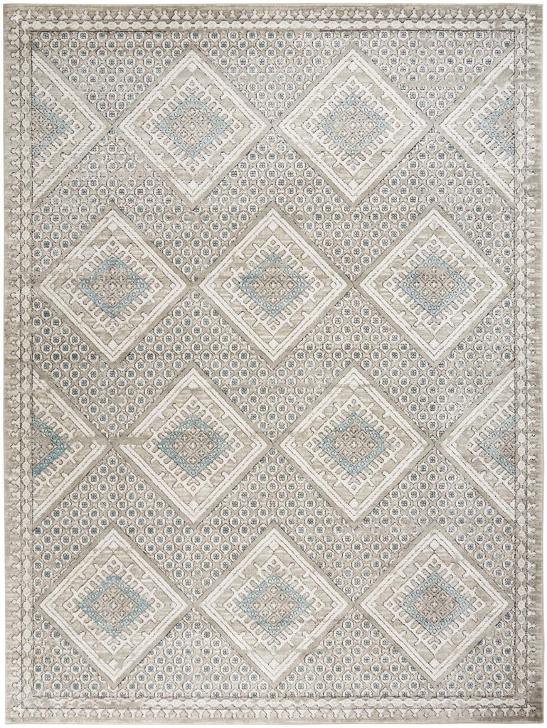 nourison quarry qua16 grey ivory blue rug