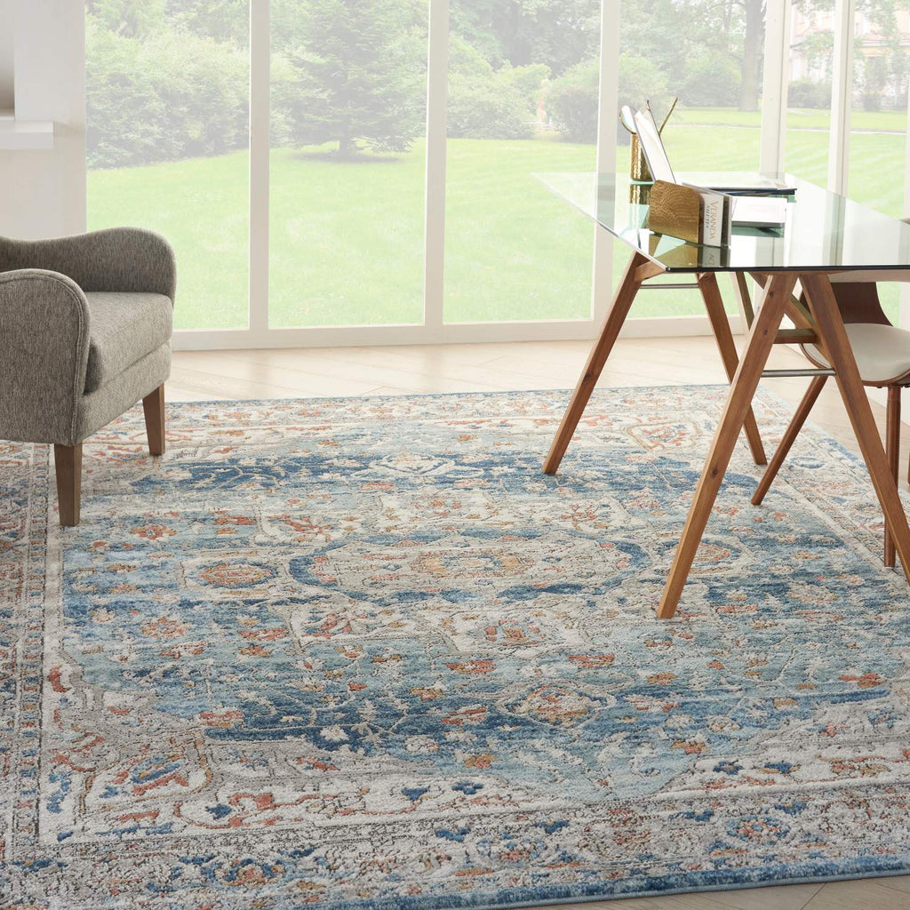nourison quarry qua11 ivory blue rug