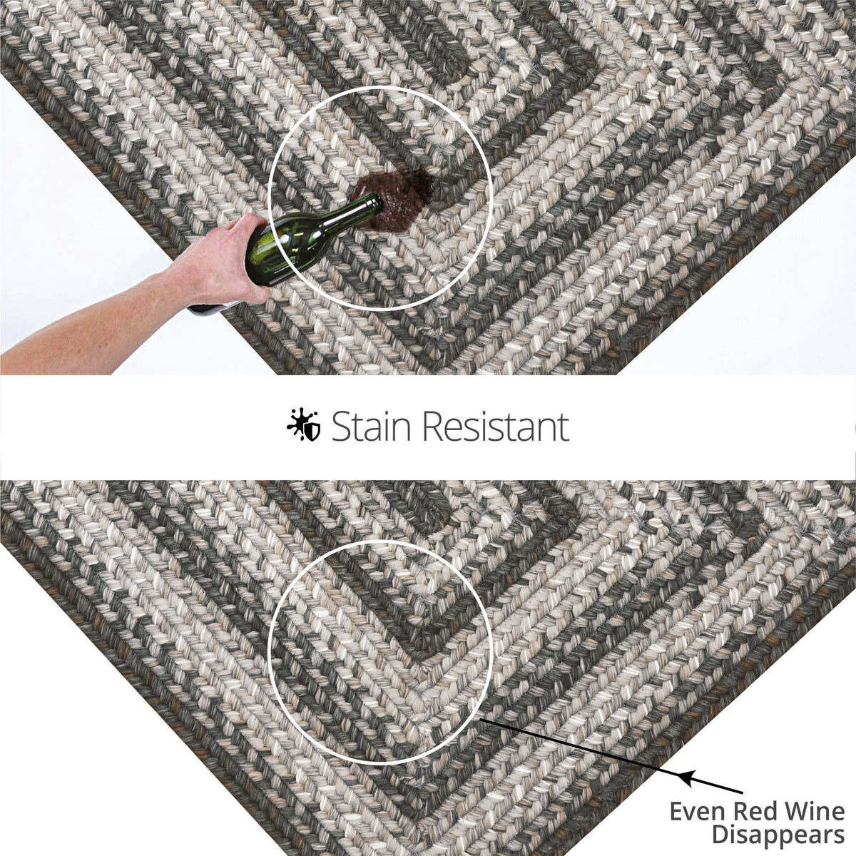 homespice decor ultra durable braided graphite grey rug
