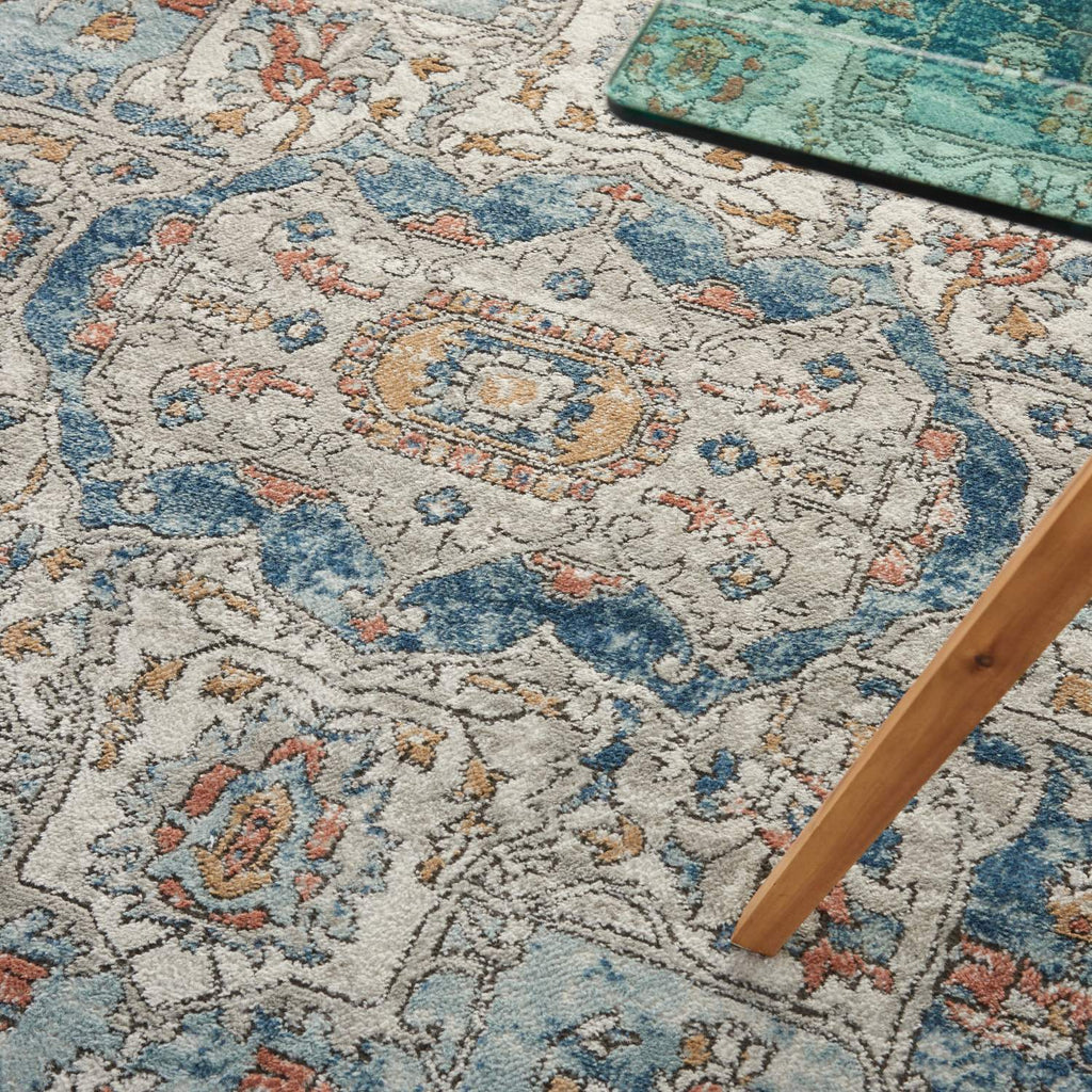 nourison quarry qua11 ivory blue rug
