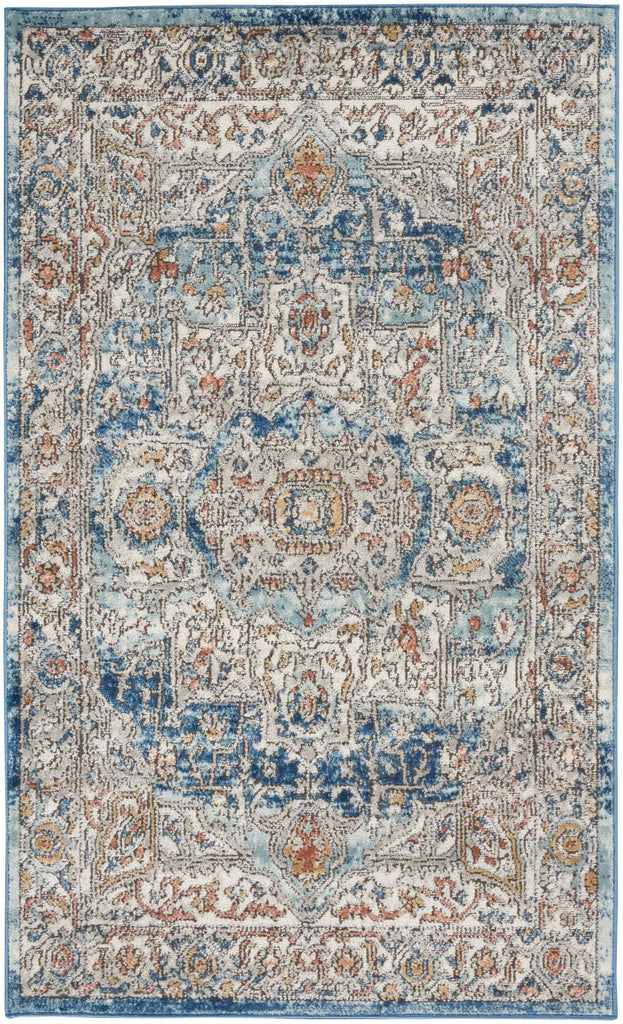 nourison quarry qua11 ivory blue rug
