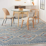 nourison quarry qua16 blue ivory rug
