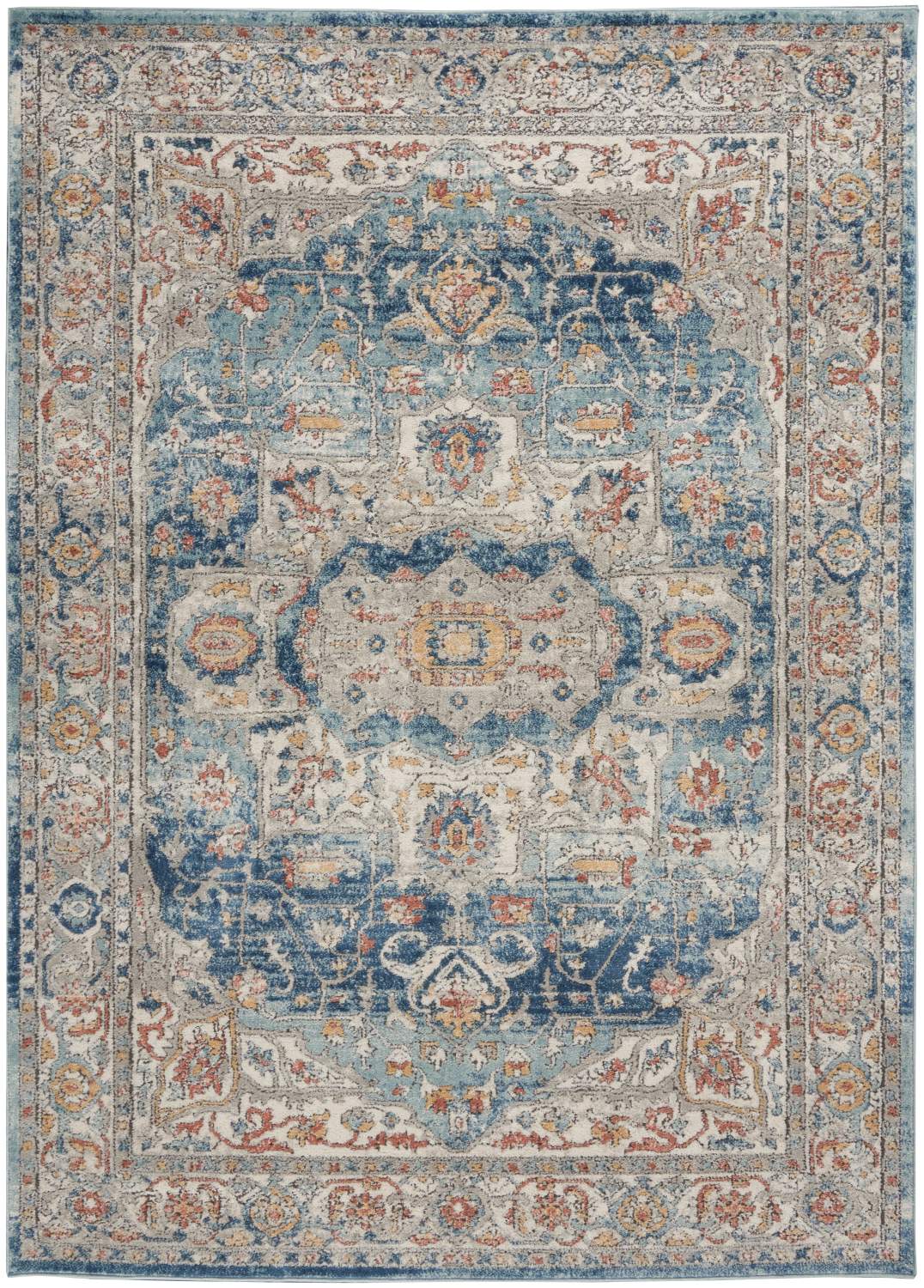 nourison quarry qua11 ivory blue rug