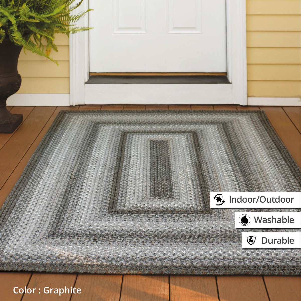 homespice decor ultra durable braided graphite grey rug