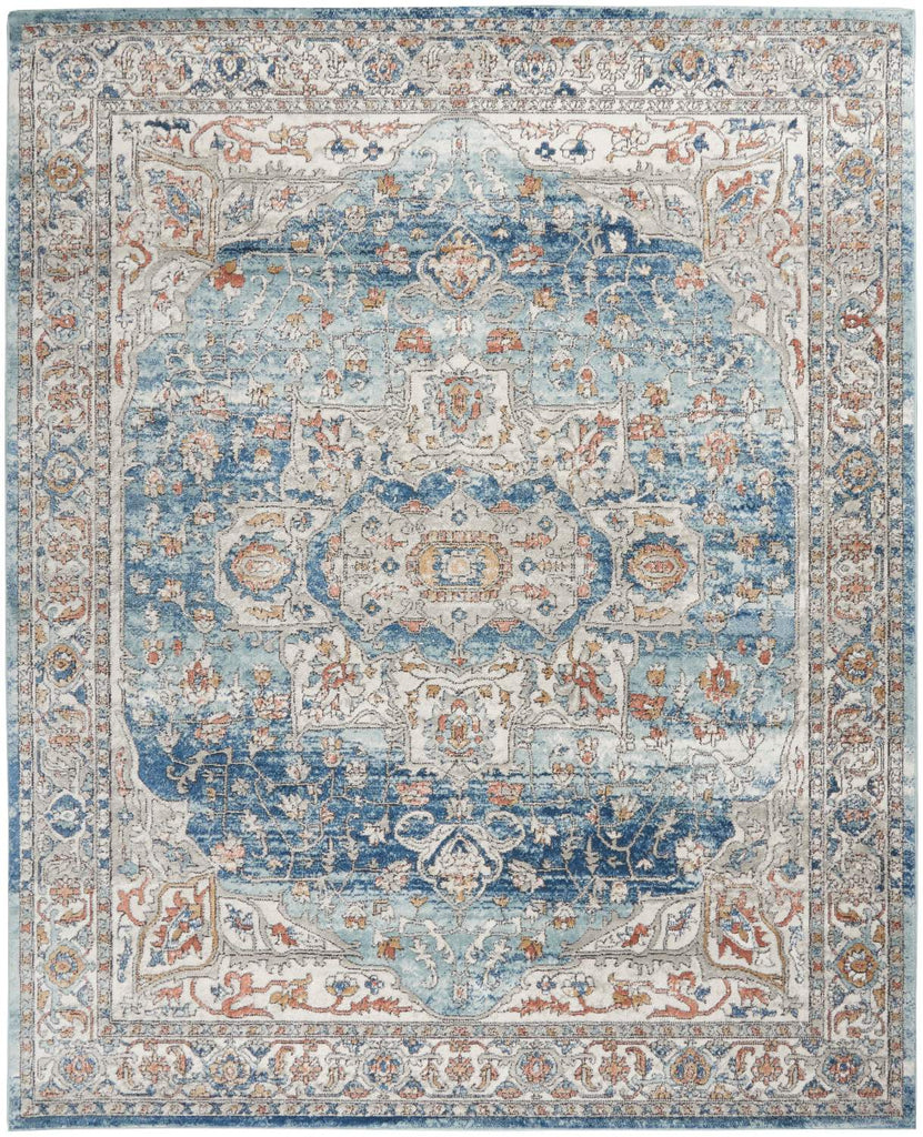 nourison quarry qua11 ivory blue rug