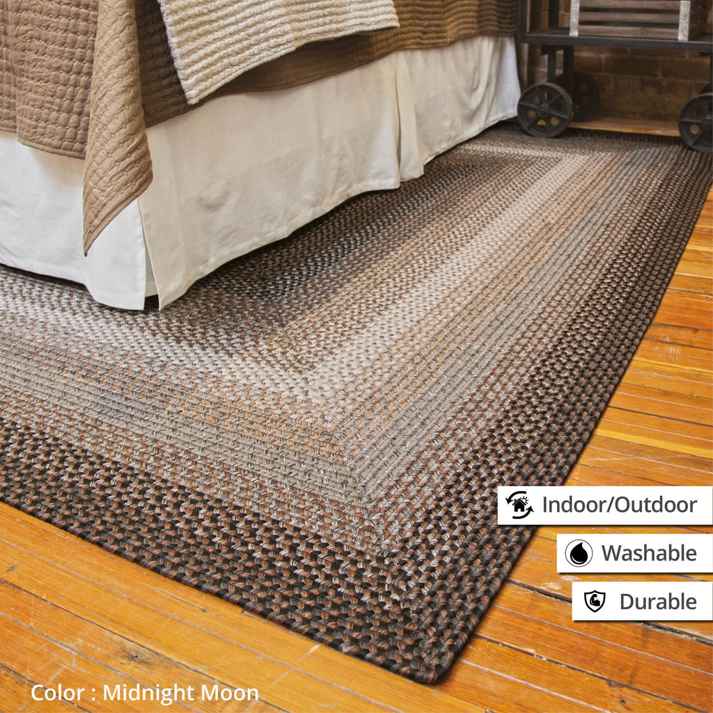 homespice decor ultra durable braided midnight moon grey rug