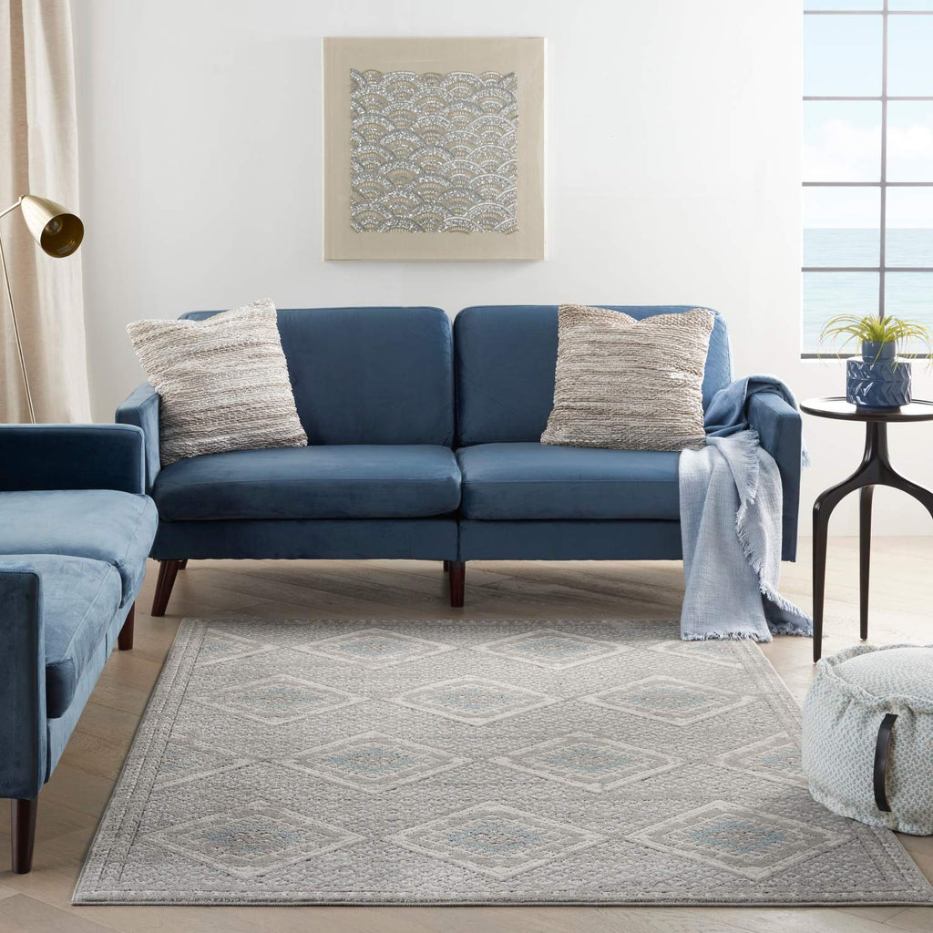 nourison quarry qua16 grey ivory blue rug