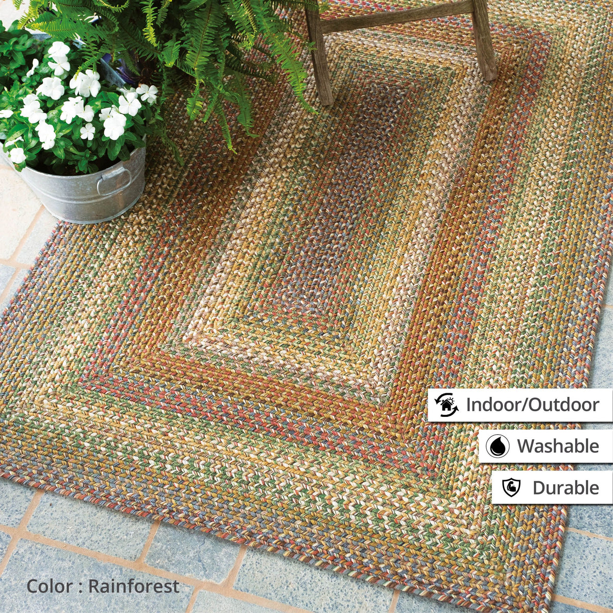 homespice decor ultra durable braided rainforest beige rug