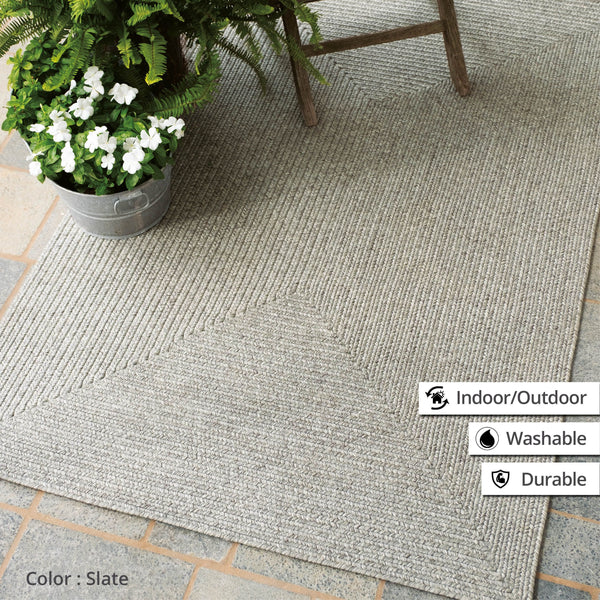 homespice decor ultra durable braided slate light grey rug