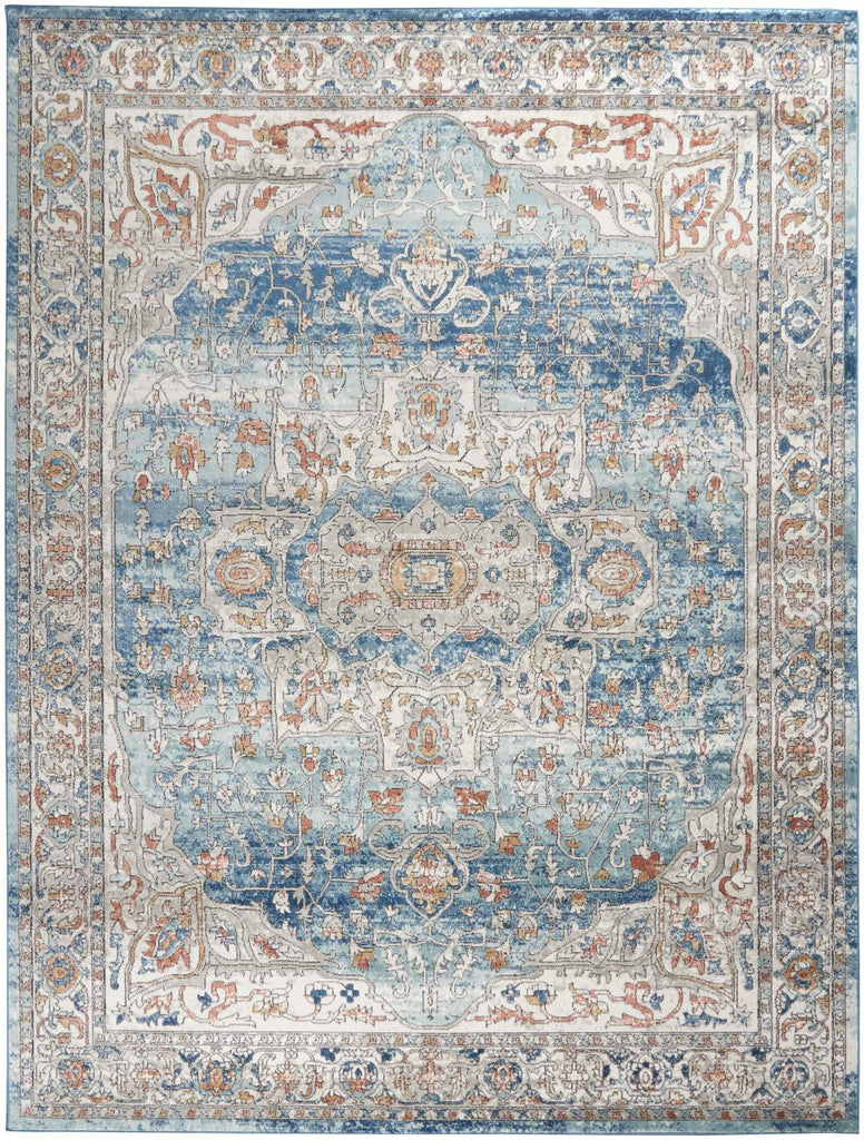 nourison quarry qua11 ivory blue rug