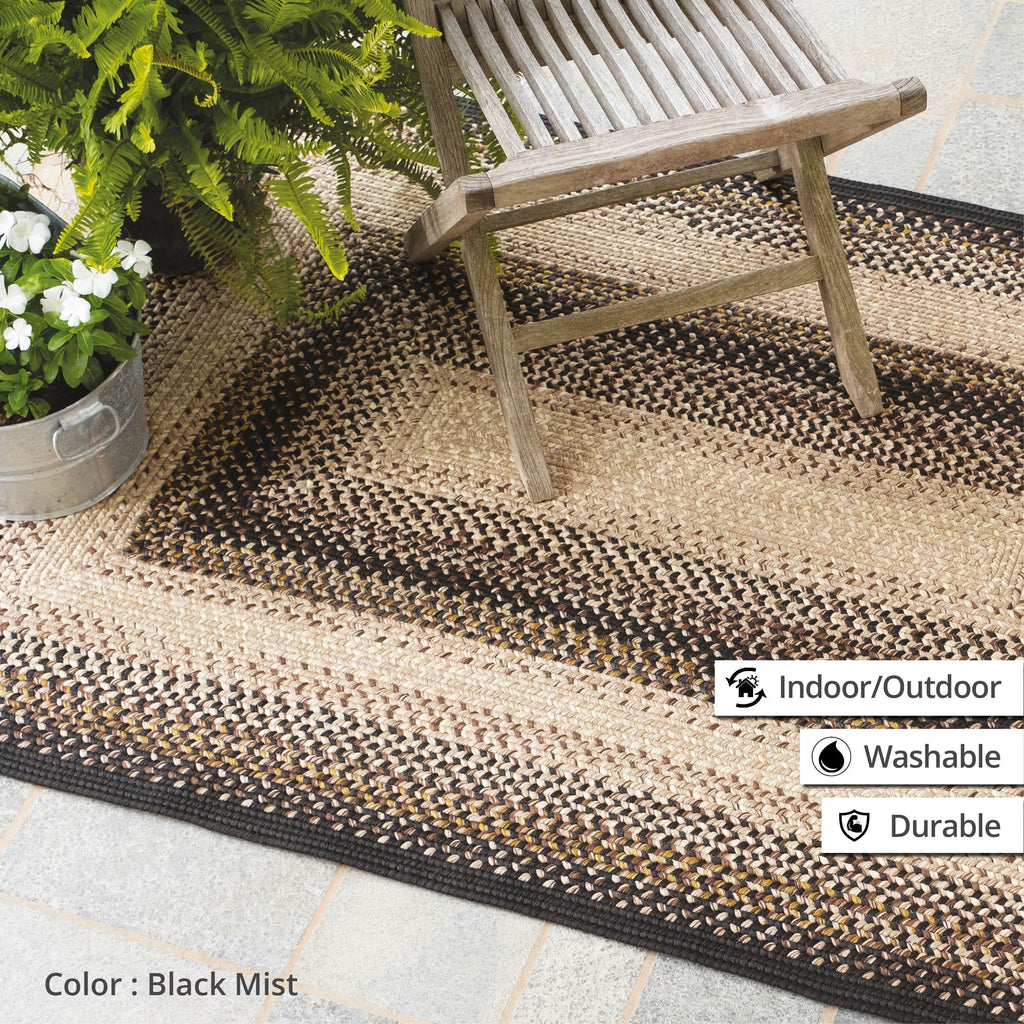 homespice decor ultra durable braided mist black rug