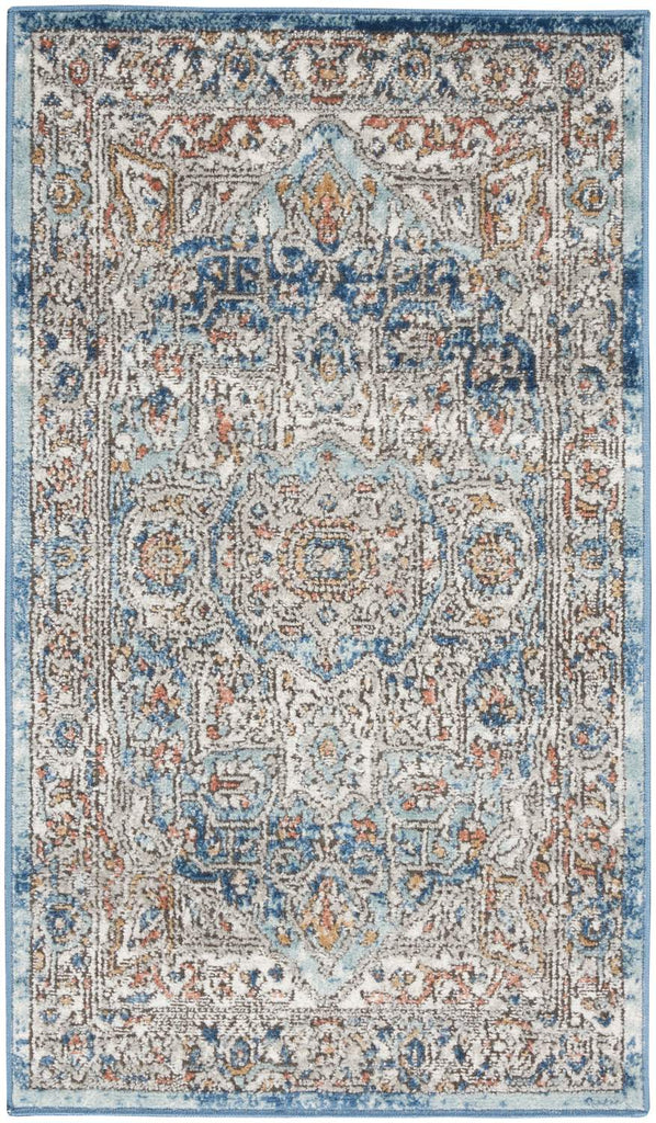 nourison quarry qua11 ivory blue rug