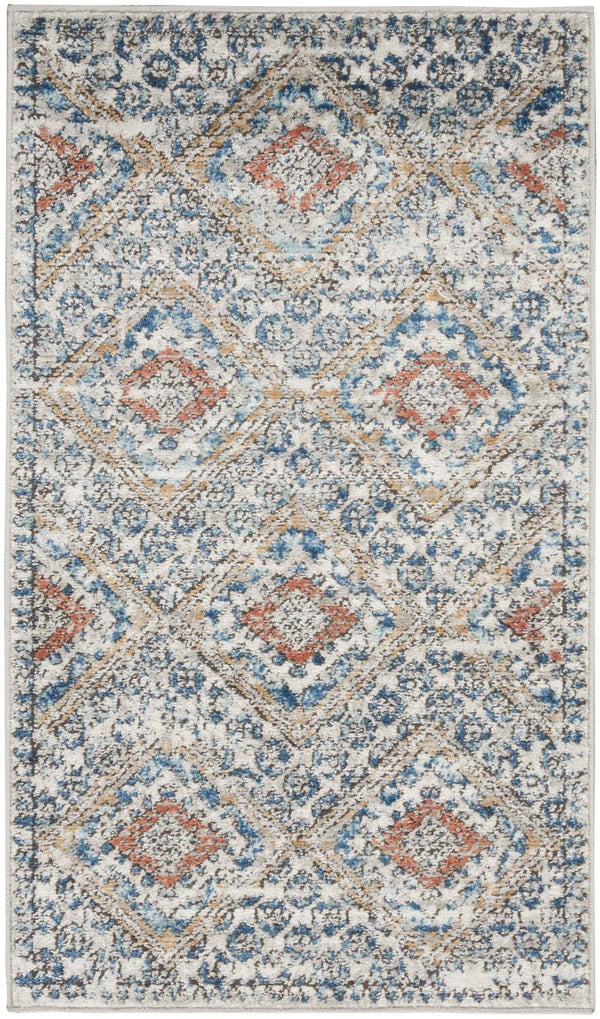 nourison quarry qua16 blue ivory rug