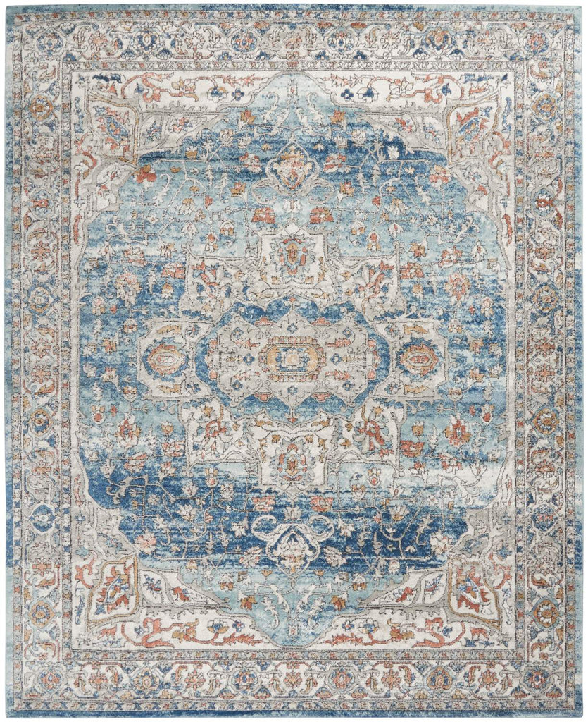 nourison quarry qua11 ivory blue rug