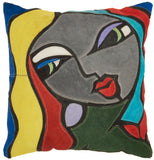 nourison natural leather hide s2204 multicolor pillow