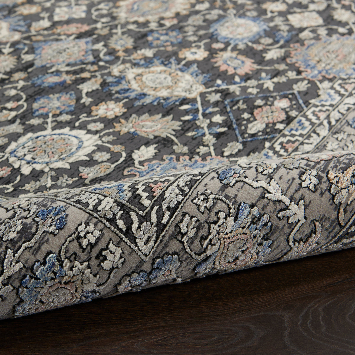 nourison silken allure stn11 grey blue rug