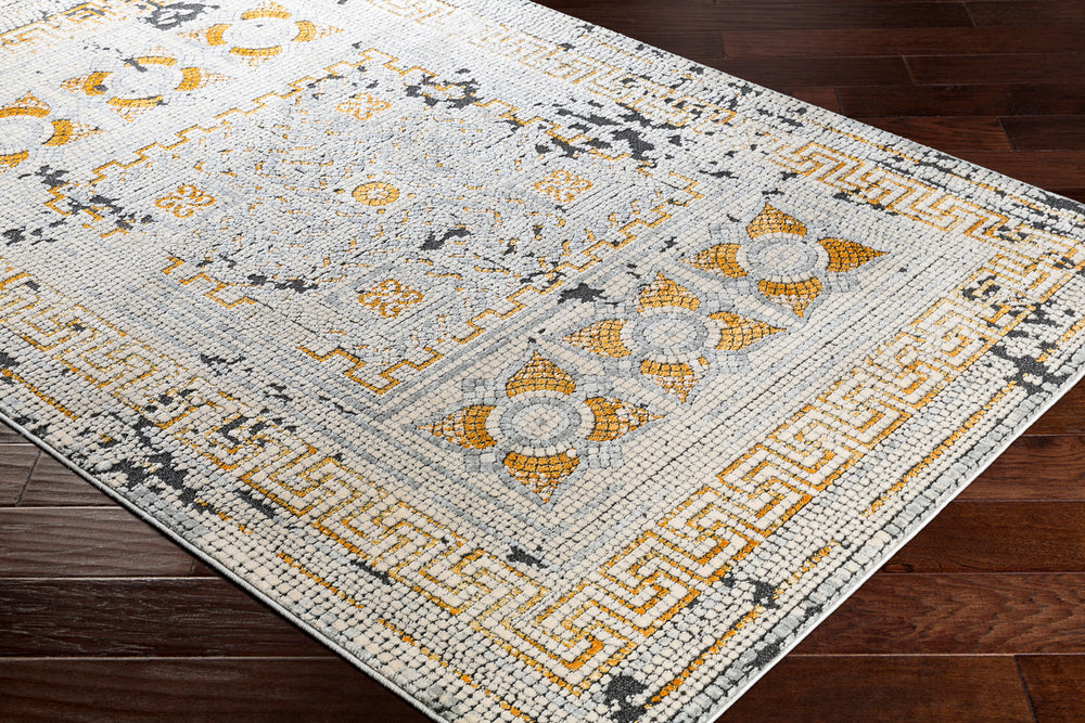 Rectangular Surya Rug Co. Venezia Mustard Rug | Charcoal Rugs | Rugs Done Right