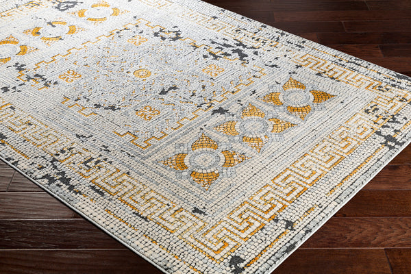 Rectangular Surya Rug Co. Venezia Mustard Rug | Charcoal Rugs | Rugs Done Right
