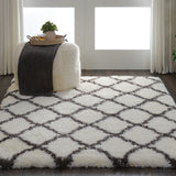 nourison luxe shag lxs02 ivory charcoal rug