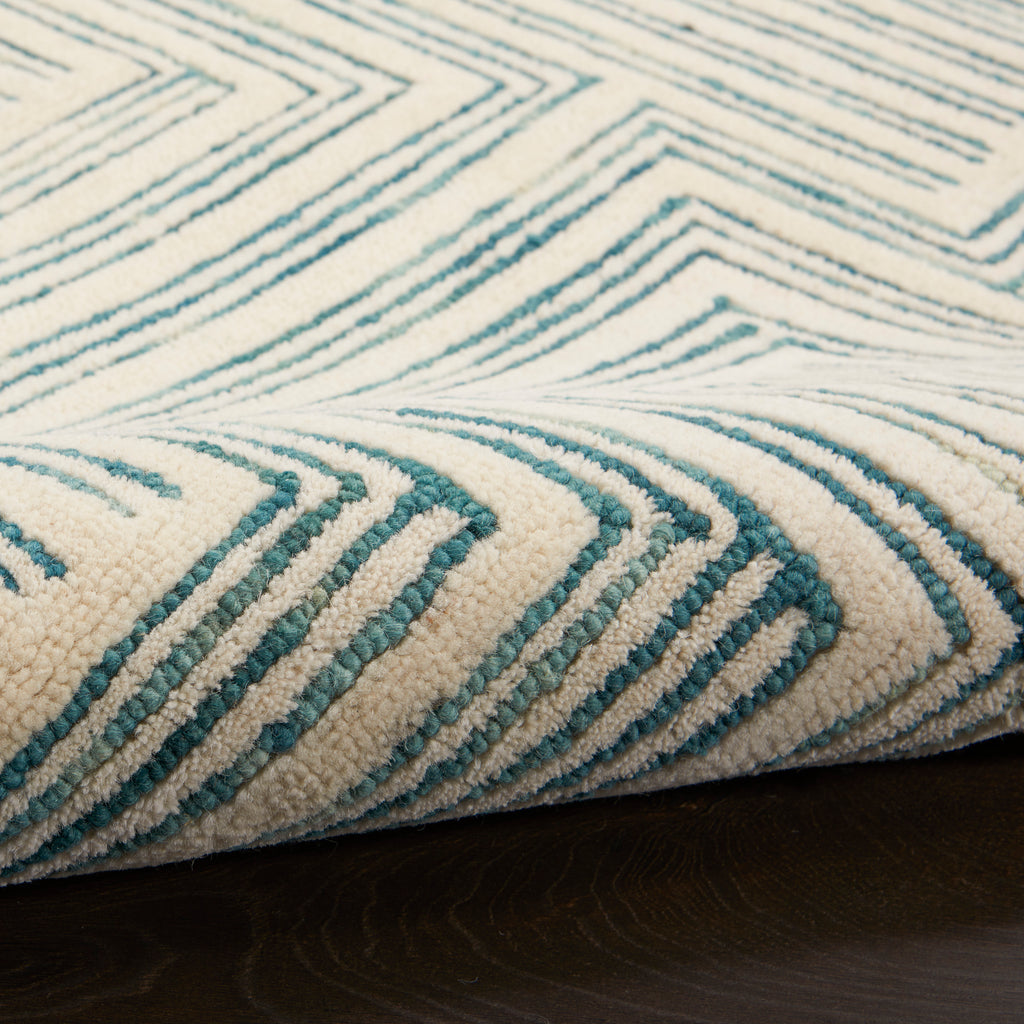 nourison interlock itl06 ivory turquoise rug